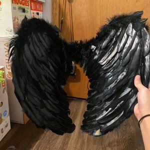 Black wings and red devil ears headband